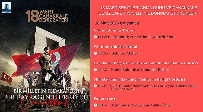 Çanakkale'de 18 Mart Programı Belli Oldu