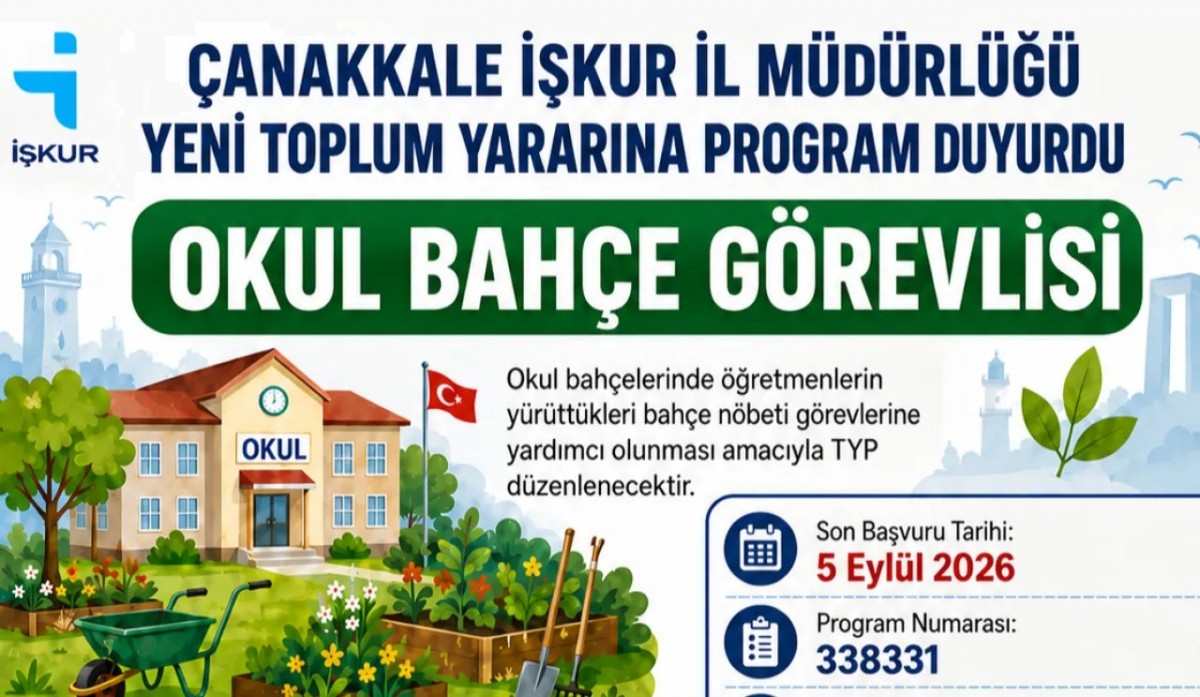 Çanakkale’de Okullara Bahçe Görevlisi Mesleğinde 198 Kişilik Toplum Yararına Program Düzenlenecek
