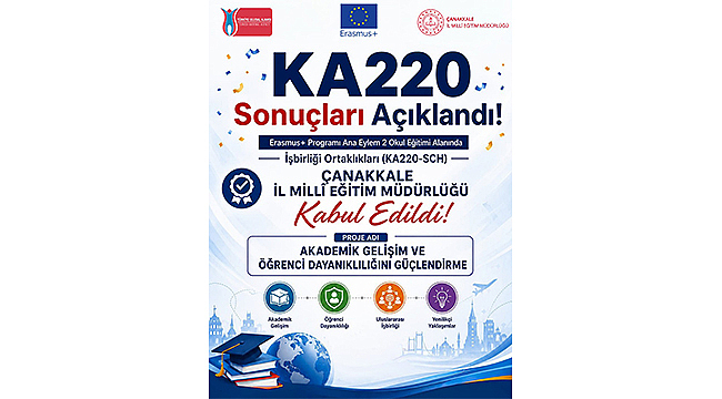 KA220 Sonuçları açıklandı: Çanakkale İl Millî Eğitim Müdürlüğü’nün Erasmus+ Projesi Kabul Edildi