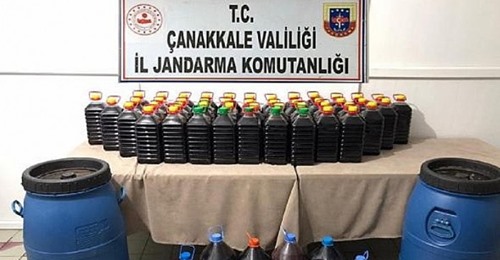 Bayramiç'te 305 Litre Kaçak Şarap Ele Geçirildi