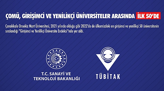 ÇOMÜ, Girişimci ve Yenilikçi Üniversiteler Arasında İlk 50’de