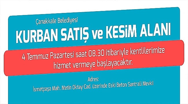 Kurban Satış ve Kesim Alanına İlişkin Bilgilendirme ve Önemli Duyurular