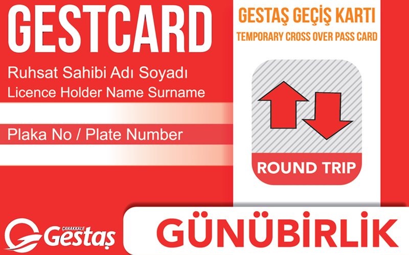 Günübirlik geçişlere günübirlik GESTCARD