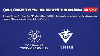 ÇOMÜ, Girişimci ve Yenilikçi Üniversiteler Arasında İlk 50’de