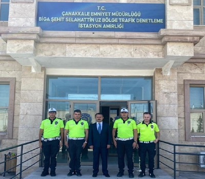 Vali İlhami Aktaş’tan Biga Şehit Selahattin Uz Bölge Trafik Denetleme İstasyon Amirliğine Ziyaret